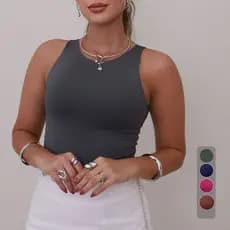 Body Feminino Regata Gola Redonda de Poliamida Confortável ate 44