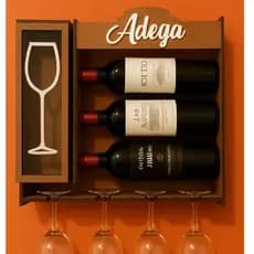 Adega de Parede em MDF com Suporte para Vinhos e Taças