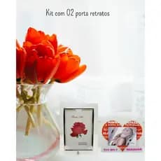 Kit com 02 porta retratos de vidro 13cm*18cm e 15cm*10cm