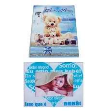 Kit com 01 porta retrato de vidro pintado e 01 álbum para 40 fotos tamanho 10cm,*15cm