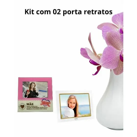 Kit com 02 porta retratos de vidro,dia das mães