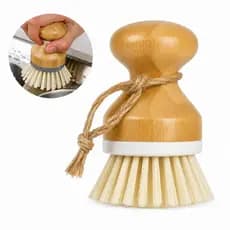 Escova De Limpeza Redonda Com Cabo De Bambu Ecológica Cerdas Resistentes