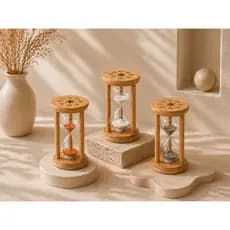 Ampulheta 5 Minutos de Bambu Decorativa Areia Colorida Pequena