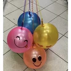 Kit 6 Bola com Cordão Mola - Bichinhos Coloridos e Carinhas Legais Sortidas