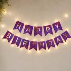 Bandeirinha Varal Happy Birthday Iluminado c/ LED Placa Decorativa com Luz Feliz Aniversário Festa