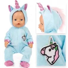 Presente de Natal Roupa Roupinha de Boneca Unicornio Fantasia Pijama Bebe Reborn Criança Ama e Adora