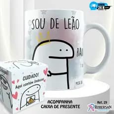 Caneca Signo Leão - Personalizada Flork Leonina com Nome Engraçada Divertida Meme Xicara de Porcelana 325ml