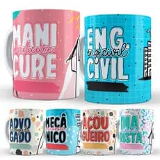 Caneca Flork Profissões 2 Profissão Personalizada Bolo Bento Porcelana 325ml
