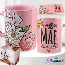 Caneca Dia das Mães Personalizada com Nome Porcelana 325ml Presente para Mãe Aniversário Lembrança