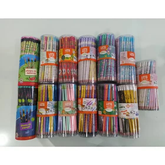 Lapis de escrever c/ borracha Personalizado Pote com 72 unidades