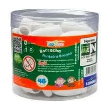 Borracha Leo Leo  Escolar  Ponteira Branca 48 Unidade