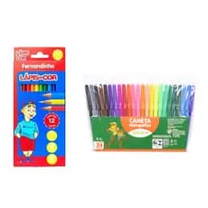 Kit Lapis de cor 12 cores Fernandinho Faber  + Canetinha de 24 cores.