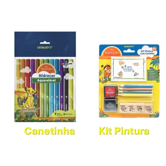 Kit escolar Canetinha Aquarelável + Kit Pintura Rei Leão