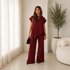 Conjunto ASSIMETRICO Feminino Anarruga Casual Elegante dia a dia Outono Inverno