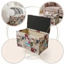 Puff Bau Medio Retangular Para Guarda Brinquedos Resistente Premium Estampa Paris Diversas Estampas