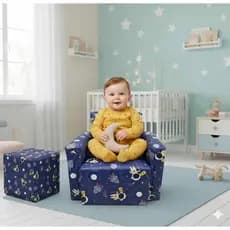 Kit Sofazinho Poltrona Com Assento Puff Infantil Para Criança safari