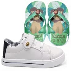 Tenis + Chinelo Infantil Crianca Kit Bebe Cegonha