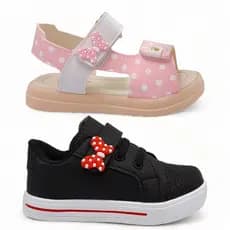 Kit Tenis + Sandalia Infantil Feminina Bebe Cegonha