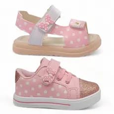 Kit Tenis + Sandalia Feminina Infantil Bebe Cegonha