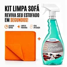 Limpa Estofados À Seco Spray Espuma Premium Perfumado 500ml + Flanela Limpa Sofá Banco Poltrona