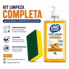 Kit Detergente Lava Louças Concentrado Premium 1L + Esponja Lava Louças Multiuso Limpeza Pesada