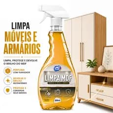 Limpa MDF 500ml Spray Perfumado Limpeza Rápida Móveis Armários Remove Sujeira Gordura Não Danifica