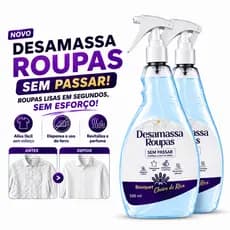 Kit 2 Spray Desamassa Roupas Sem Passar 500ml Perfume Bouquet Cheiro de Rica Praticidade Alisa Fácil