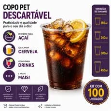 100 Copo Descartável Resistente Açaí Canjica Drink Chopp Refrigerante Sucos Sorvete Transparente
