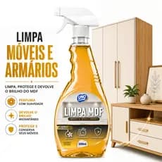 Limpa MDF 500ml Spray Perfumado Limpeza Rápida Móveis Armários Remove Sujeira Gordura Não Danifica