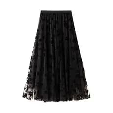 [Saia Floral de Gaze Estilo Fino Impresso em Linha Média