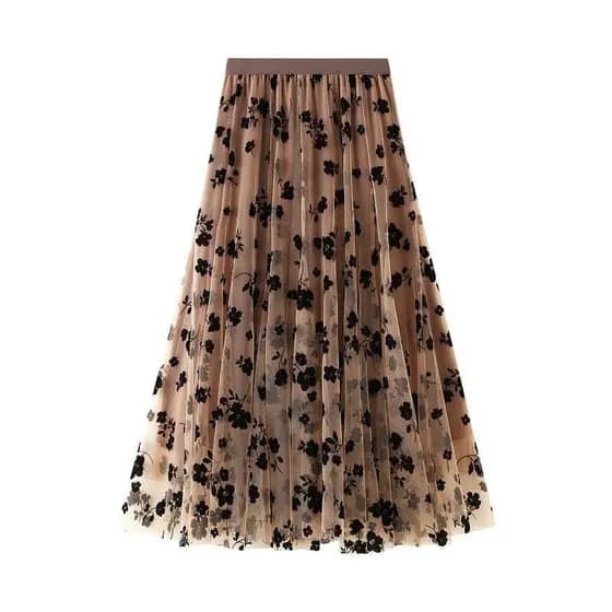 Saia de Gaze Floral Saia Midi Impressa