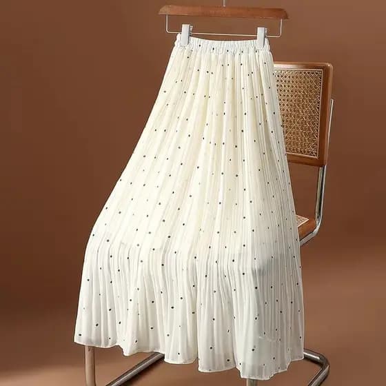 Saia de Chiffon de bolinhas feminina 2025 verão novo estilo cintura alta mais magro olhar pequena saia de bolinhas All-M