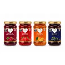 Kit Geleia Importada 4 Sabores 380g Cada Com Frutas Pedaços Café da Manhã