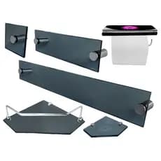 Kit Para Banheiro Premium Sextavado em Vidro Fumê