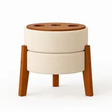 1 UN Puff Moderno Porta Copos Bouclé