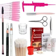Kit Sobrancelha Henna Makiaj - Kit Paquimetro + Pincel + Dappen + Lápis + Escovinha + Palito Henna