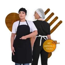 Kit Com 5 Avental e 5 Touca Telinha Cozinha Restaurante Pizzaria Oxford Cozinha