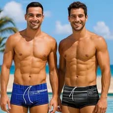 Kit 2 Sungas Masculinas Boxer Com Cordão Ajustável Estampada Moda Verão Praia Envio Imediato
