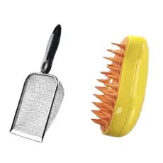 Kit Pet Pazinha Coletora de Areia e Escova Removedora de Pêlo a Vapor