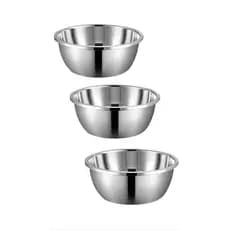 Kit 3 Tigelas Bowl Inox Culinária Massas Bolos Doces 24CM Envio 24Hrs!