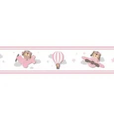 KIT 2 Faixas Adesivas De Parede Ursinha Aviadora decoração quarto infantil bebê
