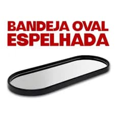 Bandeja Oval Espelhada Decorativa Lavado Sala Cozinha Banheiro Multiuso 12x30 cm