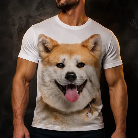 Camisa Camiseta Masculina Cachorro Akita Inu Japão