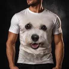 Camisa Camiseta Masculina 3D Cachorro Bichon Frisé 1