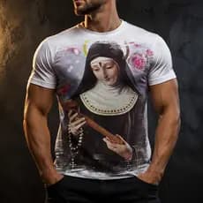 Camisa Camiseta Masculina Católica Santa Rita De Cássia 3
