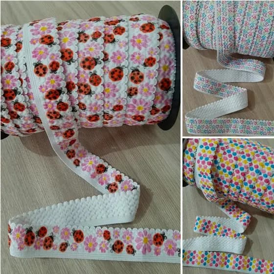 Elástico Bico Cós Estampado 25 METROS Ania - Multiuso Calcinha Infantil