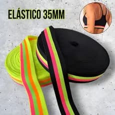 Elástico 35mm Colorido Listras - Para Cintura Cós Calcinha Sutiã