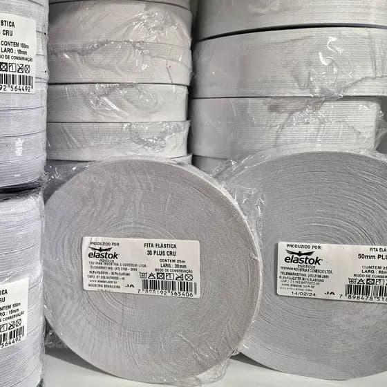 Elástico de Embutir Branco Crú Rolo 25 METROS para Cós Costura Roupa
