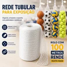Rede Tubular Para Exposição Bolas Legumes Frutas 100m Embalagem Plástica Rolo Redinha Com Furo