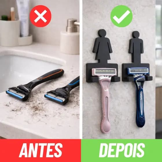 Suporte Para Aparelho Barbear Casal Homem Mulher Lamina Gillette Gilete Prestobarba Fita Dupla Face Gilette